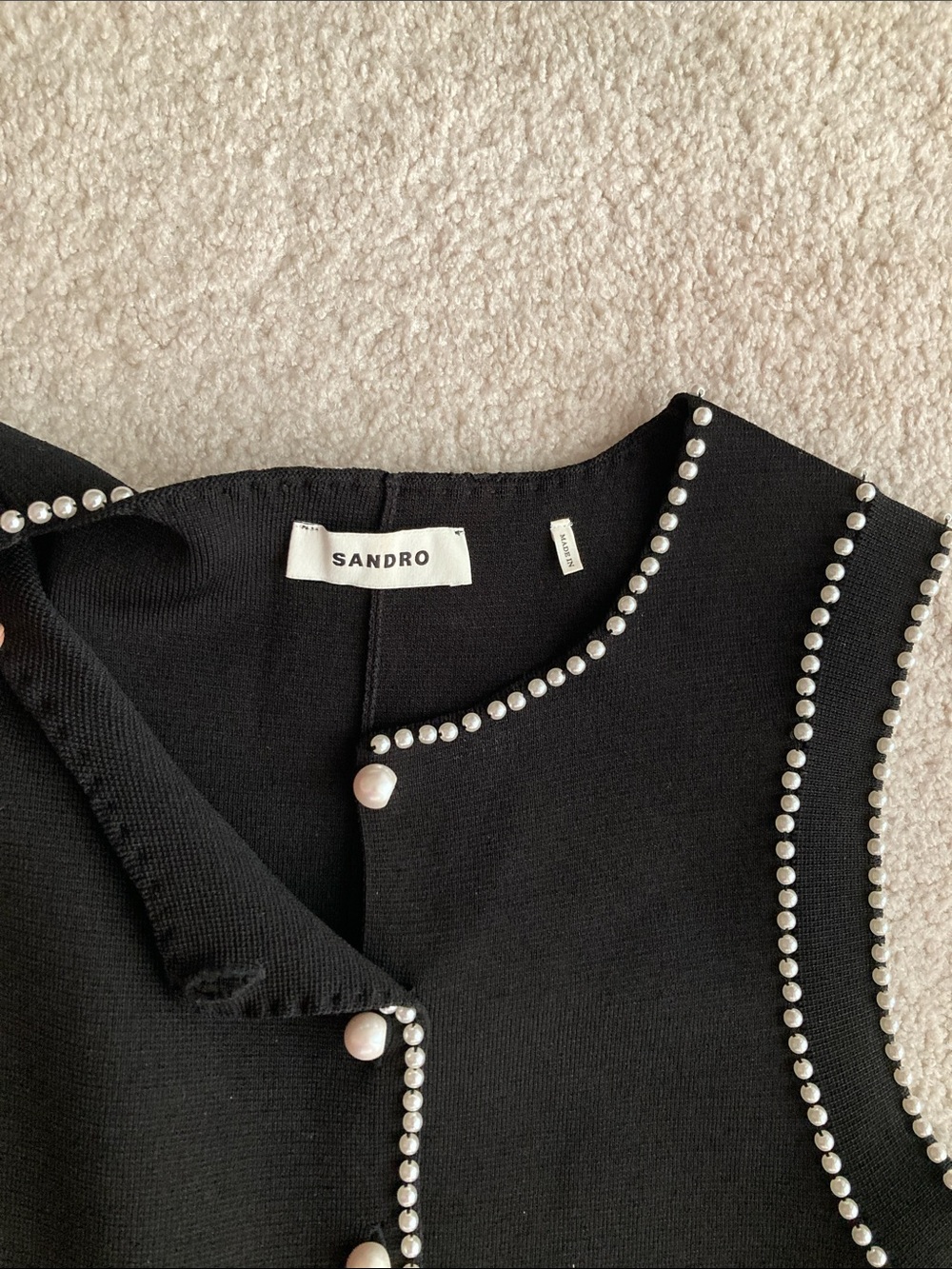 Sandro knit midi dress with faux pearl beading - Picture 5 of 11